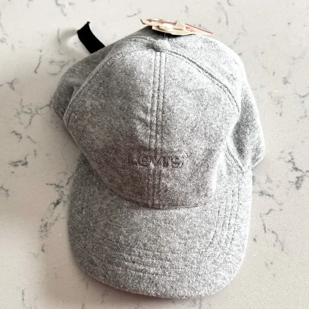 Levi's Men's Adjustable Terry Cloth Baseball Cap - Gray, men’s gray hat